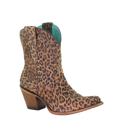 Corral Ladies Leopard Print Embroidery Ankle Boots E1650