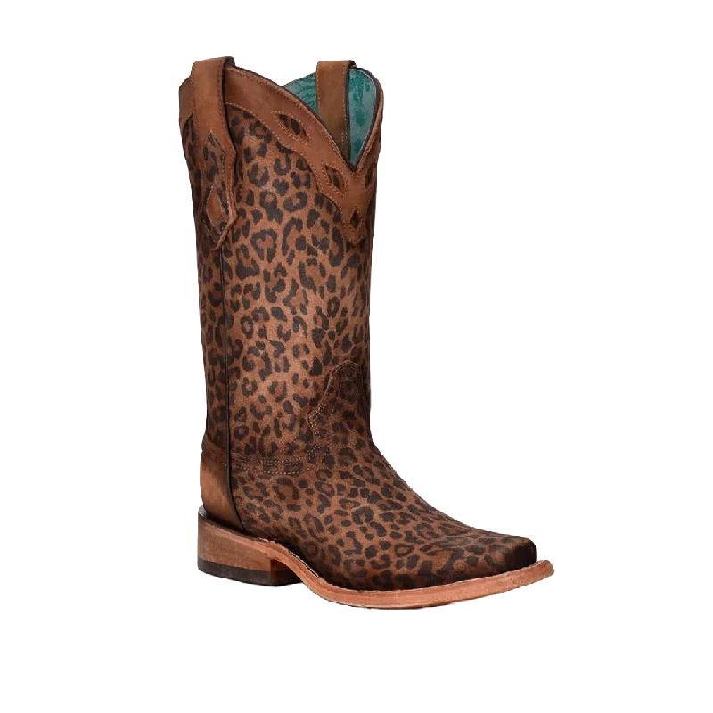 Corral Ladies Leopard Print Square Toe Boots C3788