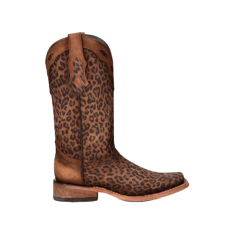 Corral Ladies Leopard Print Square Toe Boots C3788