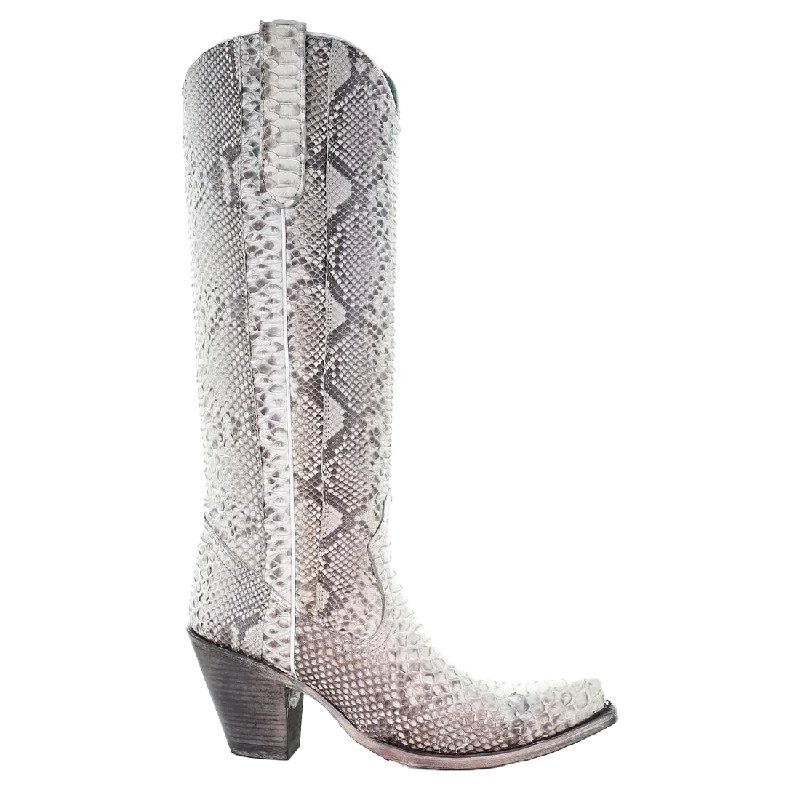 Corral Ladies Natural Python Zipper Tall Top Boots A3789