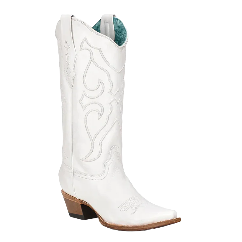 Corral® Youth Girl's White Embroidered Snip Toe Boots T0143