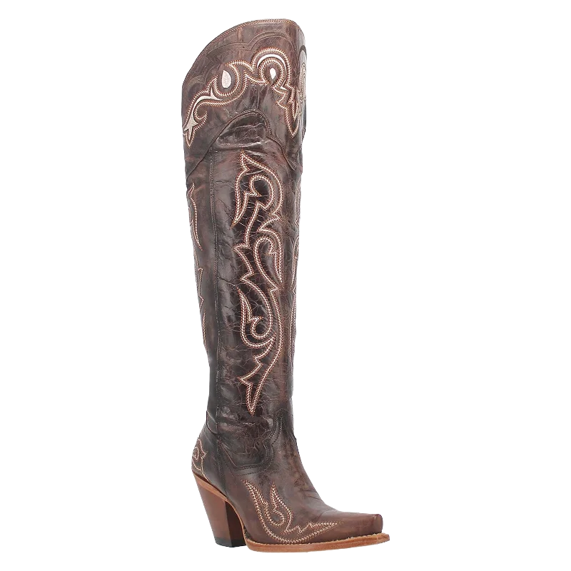 Dan Post® Ladies Kommotion Chocolate Snip Toe Tall Leather Boot DP4342