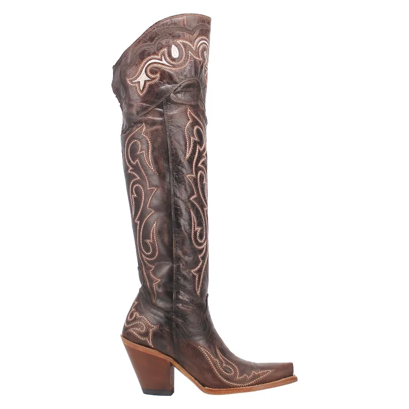 Dan Post® Ladies Kommotion Chocolate Snip Toe Tall Leather Boot DP4342