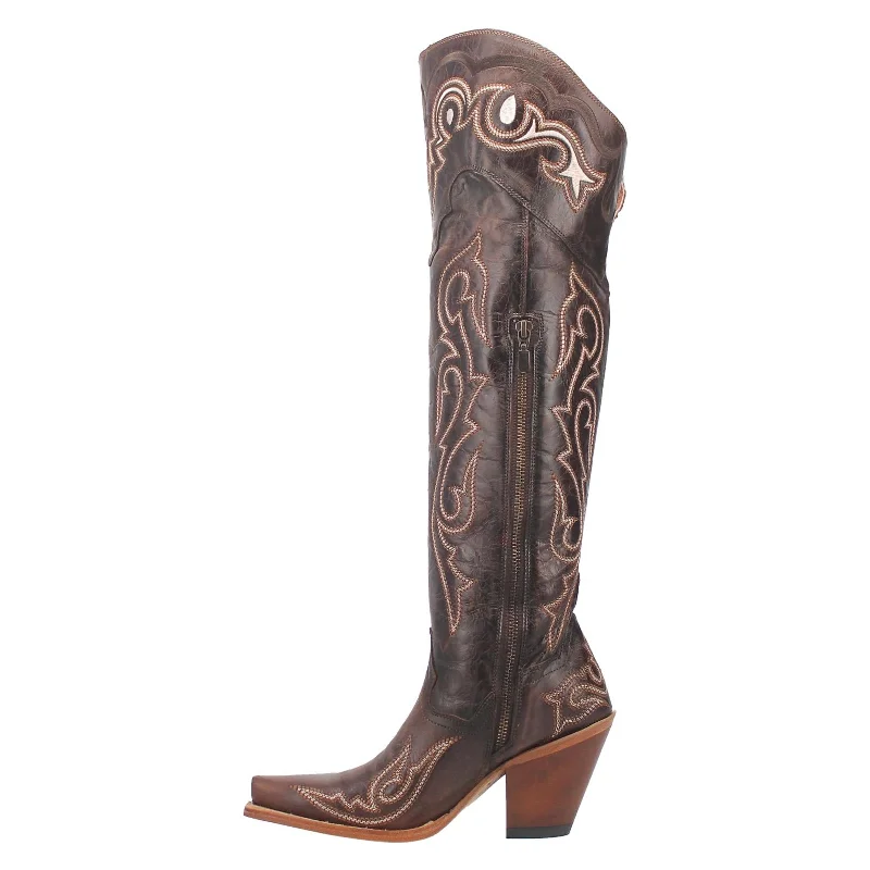 Dan Post® Ladies Kommotion Chocolate Snip Toe Tall Leather Boot DP4342