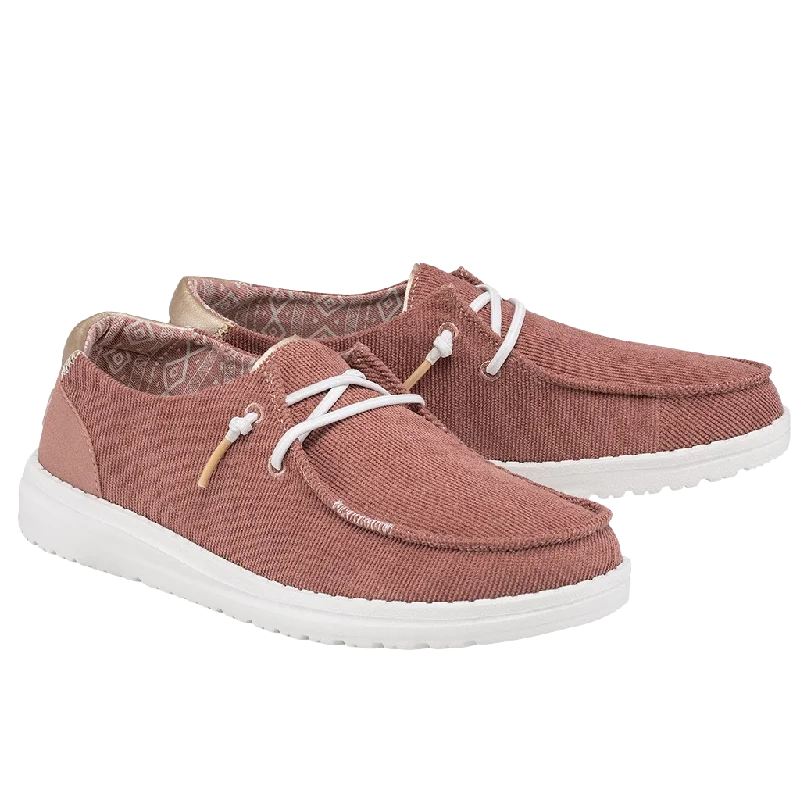 Hey Dude Ladies Wendy Corduroy Desert Rose Shoes 121415049