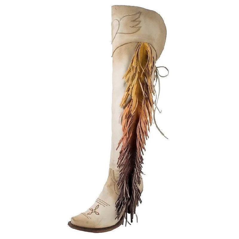 Junk Gypsy Ladies Spirit Animal Bone Suede Ombre Fringe Boot JG0022C