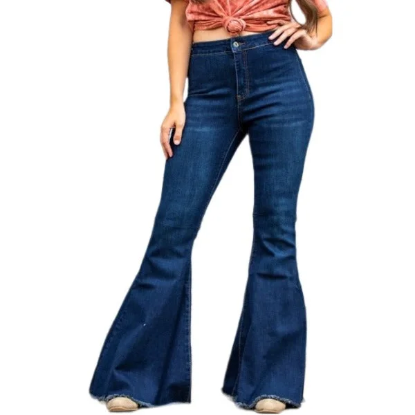 L&B Ladies Extreme Flare Dark Wash Jeans L18074-DW