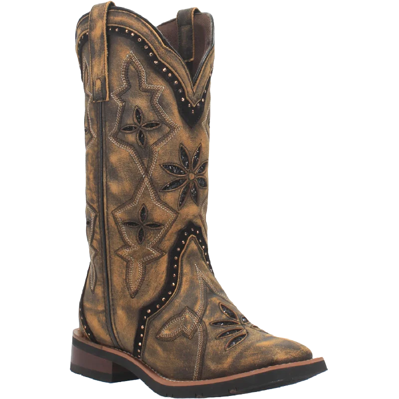 Laredo Ladies Bouquet Black and Brown Square Toe Boots 5844