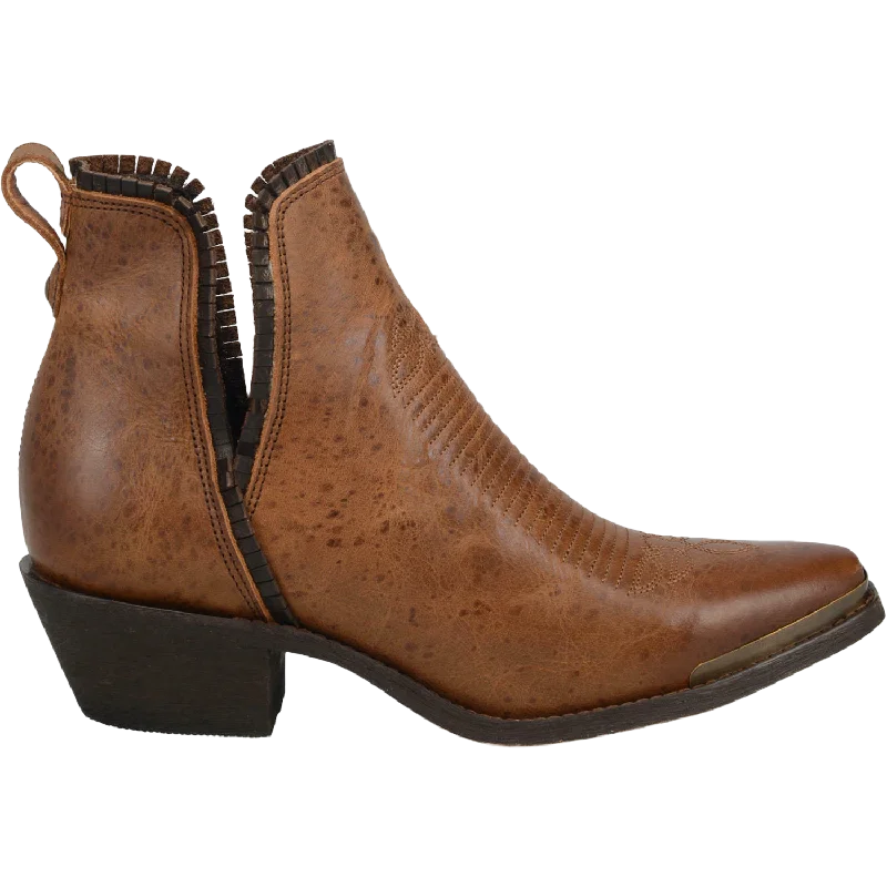 Laredo Ladies Fringette Brown Leather Booties 3173