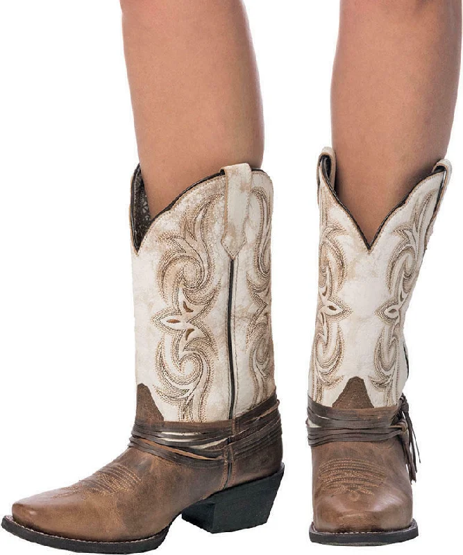 Laredo Ladies Myra Brown & Sand White Western Boots 51091