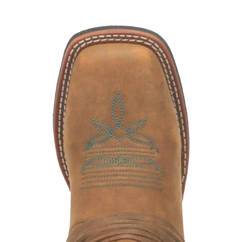 Laredo Ladies Sadie Tan and Turquoise Square Toe Boots 5847