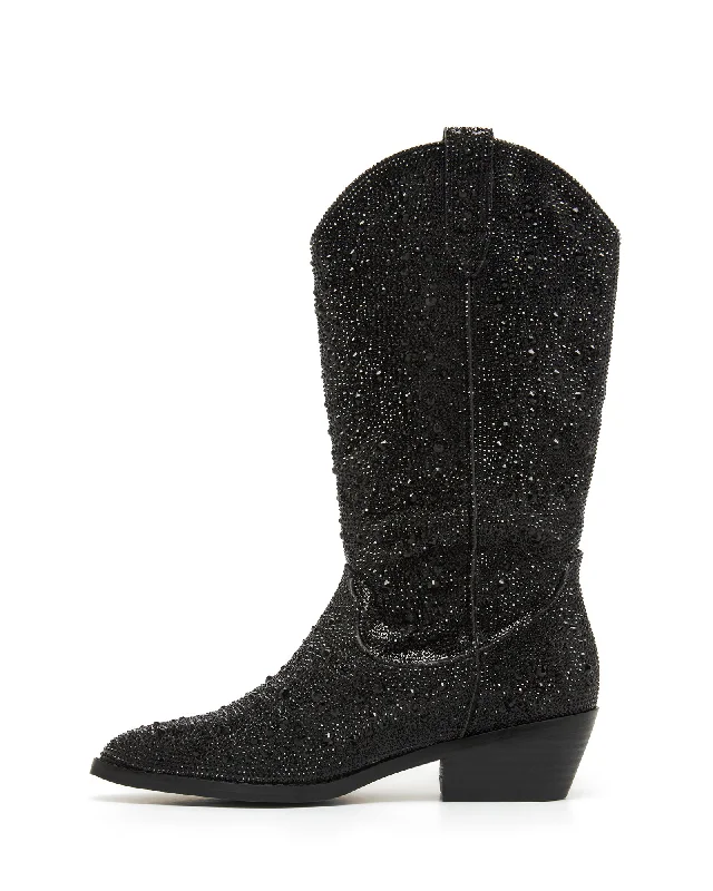 Majesty Cowboy Boot Black Rhinestones