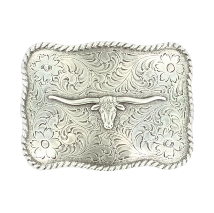 Nocona Mens Longhorn Rectangle Belt Buckle 37228