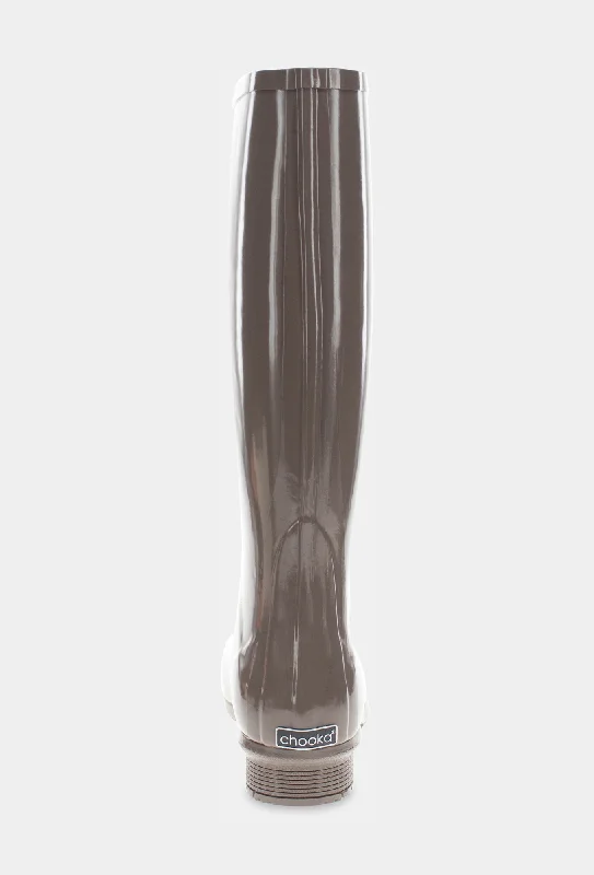 GLOSS TALL RAIN BOOT - DARK TAUPE