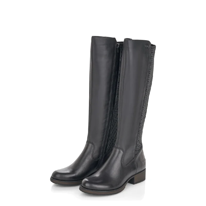 Rieker Women's 91 Tall Stretch Side Zip Boot in Black