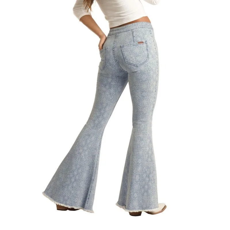 Rock & Roll Denim Women's Baby Blue Bell Bottom Jeans WPB3509