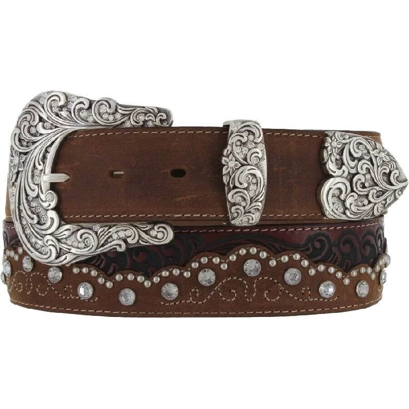 Tony Lama Ladies Brown Kaitlyn Crystal Belt C50499