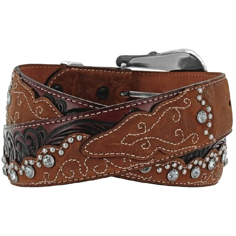 Tony Lama Ladies Brown Kaitlyn Crystal Belt C50499