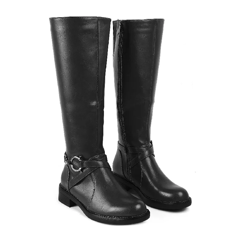 Tresmode Luc Black Women's Knee-length Boots