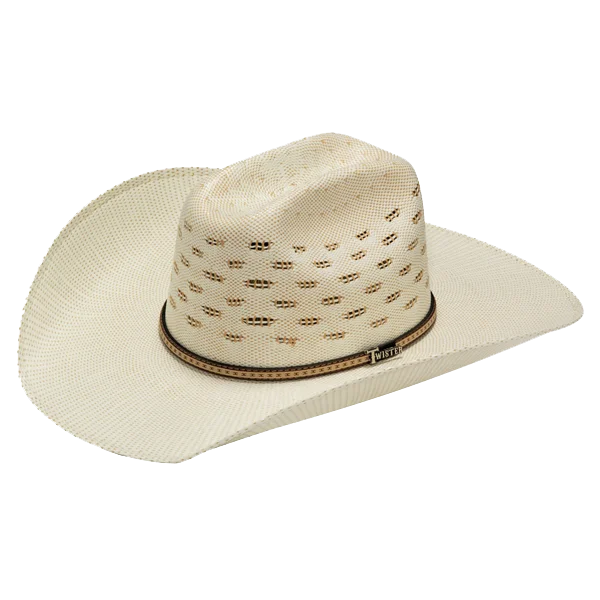 Twister Unisex Bangora Ivory and Tan Western Straw Hat T71820