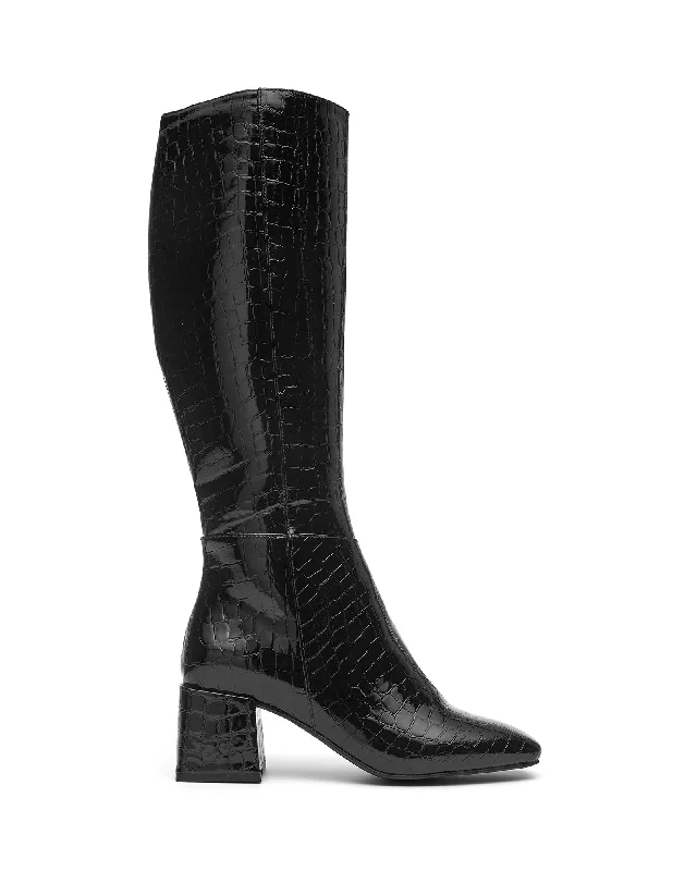 Wolf Tall Boot Black Croc