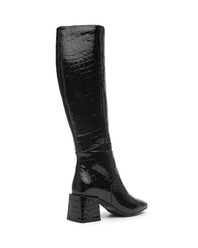 Wolf Tall Boot Black Croc