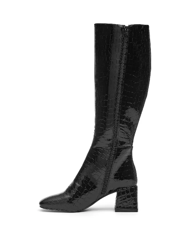 Wolf Tall Boot Black Croc