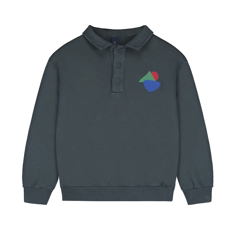 SWPO-POLO SWEATSHIRT EMBROIDERED -Navy